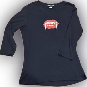 Vampire Braces Lip Halloween Shirt Vintage